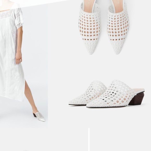 Zara Shoes - White woven Zara cowboy mules Zara Shoes - White woven Zara cowboy mules